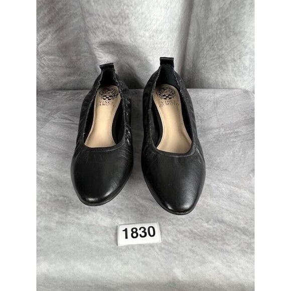 Vince Camuto Womens Size 6 EU 36.5 Black Leather Round Toe Ballet Flats - Picture 1 of 5